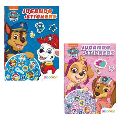 Jugando + Stickers Paw Patrol Pink y Blue