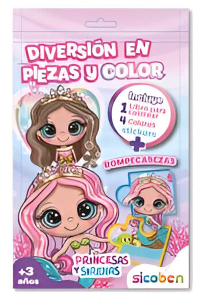 DIVERSION EN PIEZAS Y COLOR PRINCESAS Y SIRENA