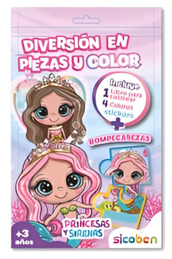 DIVERSION EN PIEZAS Y COLOR PRINCESAS Y SIRENA