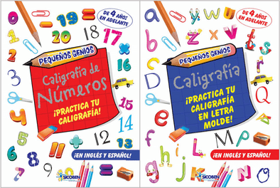 Colección Completa 2 Libros - Me Divierto y Aprendo, Pequeños Genios - Caligrafía Letras y Números - Inglés y Español