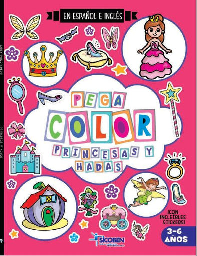 Libro Pega Color Girly Princesas y Hadas